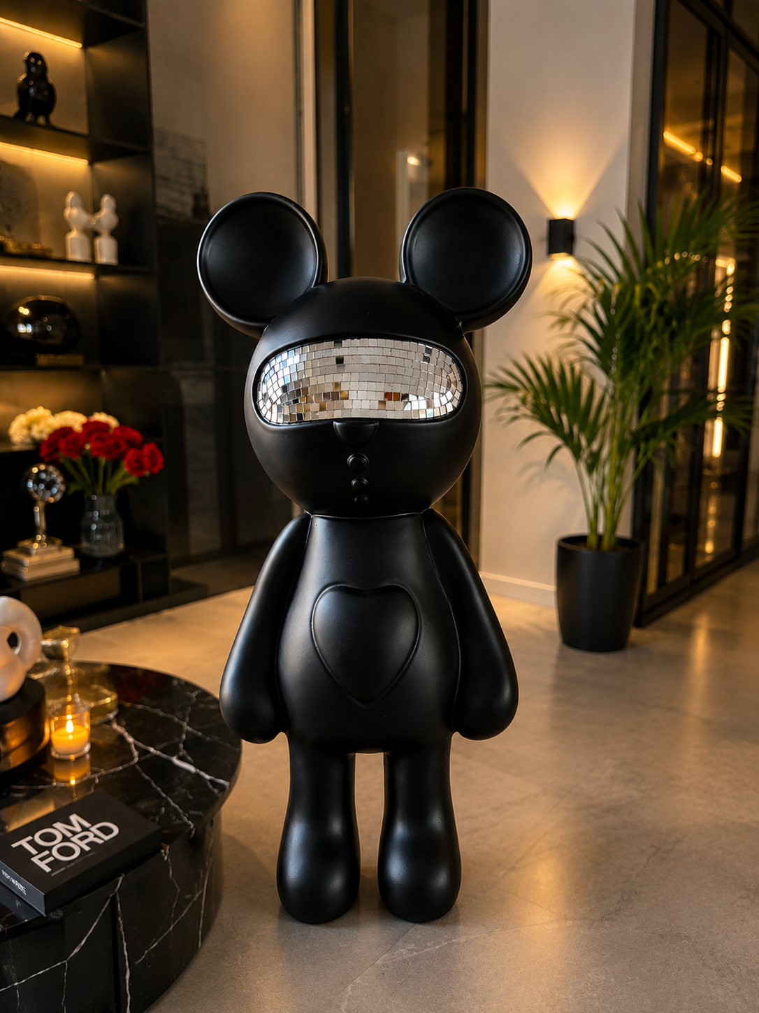 Black Bear Statue with Disco Visor