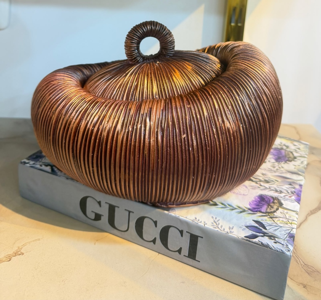 Bronze Ribbed Decorative Jar