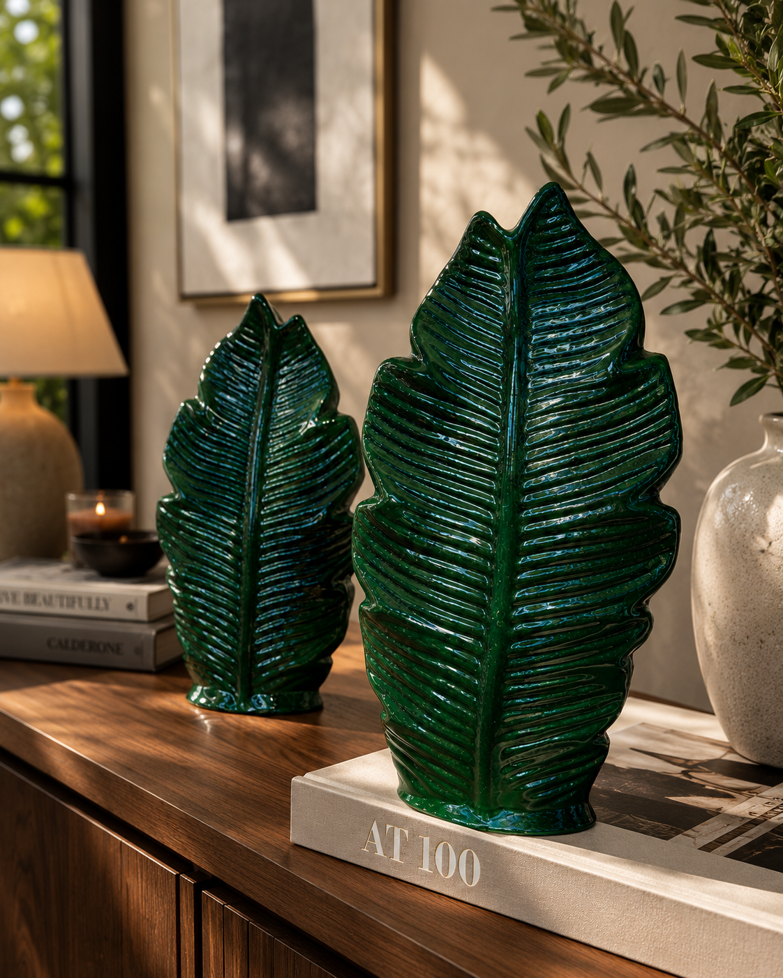 Green Leaf Vases