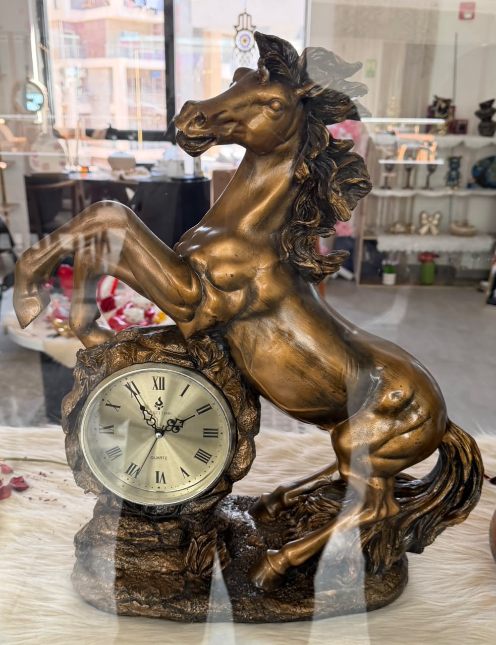 Rearing Horse Clock Sculpture
